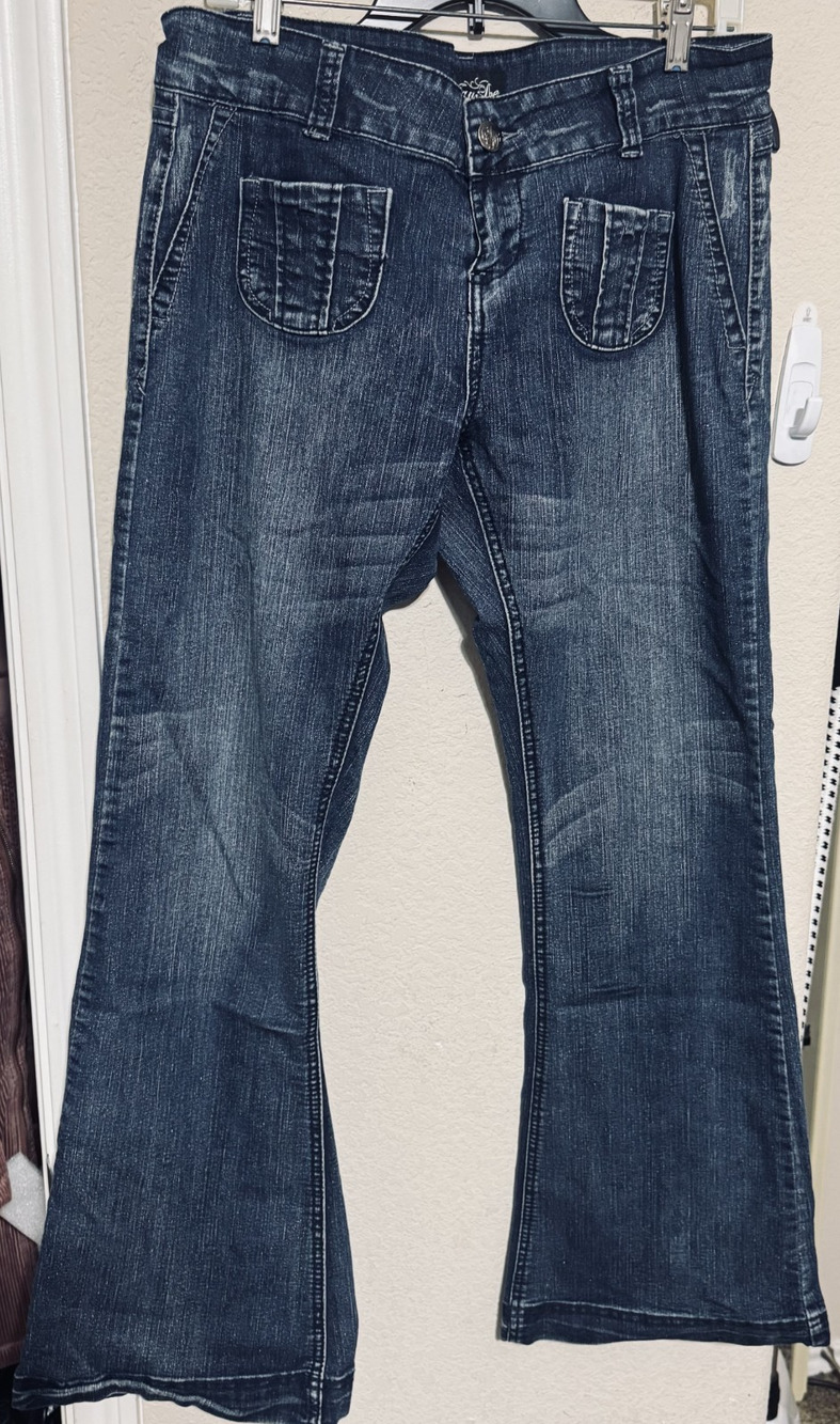 Jane Doe Womens Jr Size 11 Flare Bootcut Denim Jeans tiny front pockets Y2K